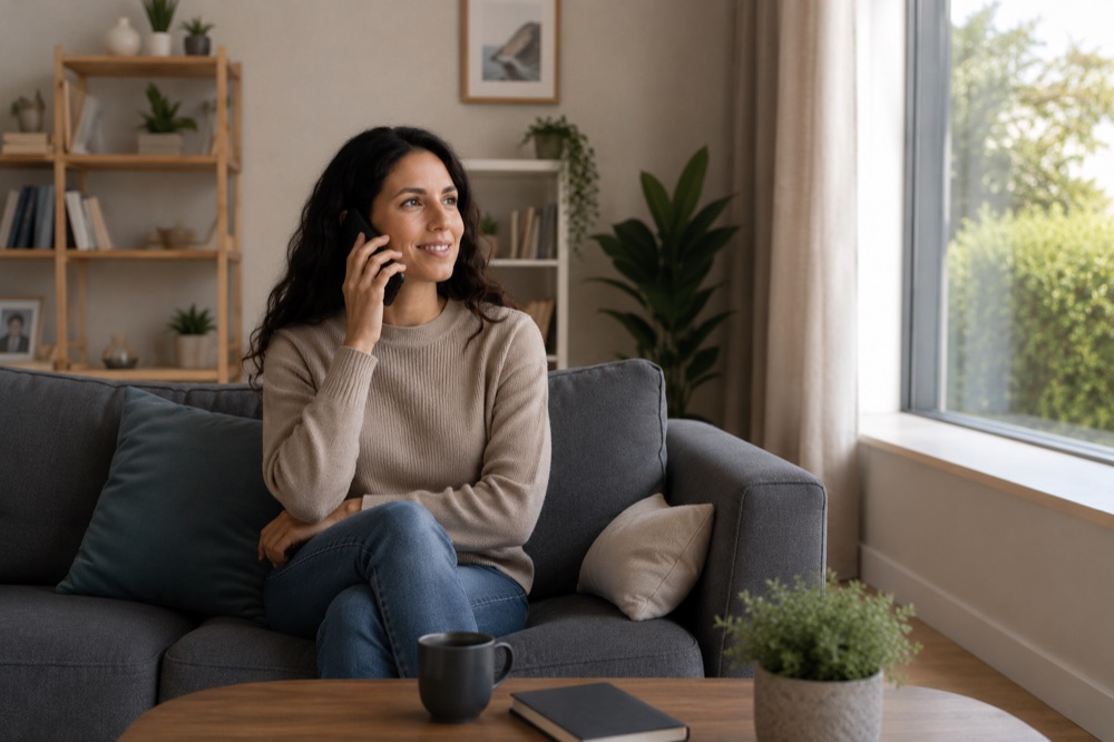 Customer booking MetroWide from her couch by phone